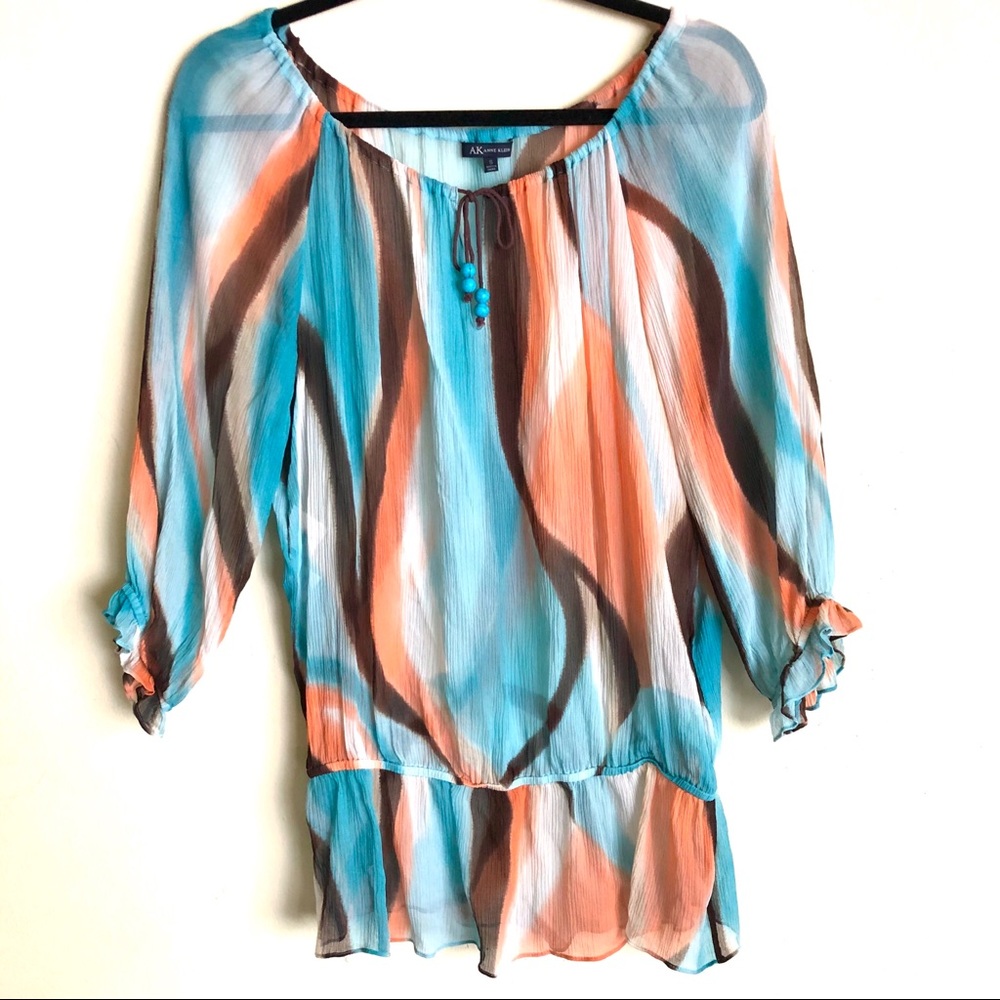 Anne Taylor silk tie dye sheer top